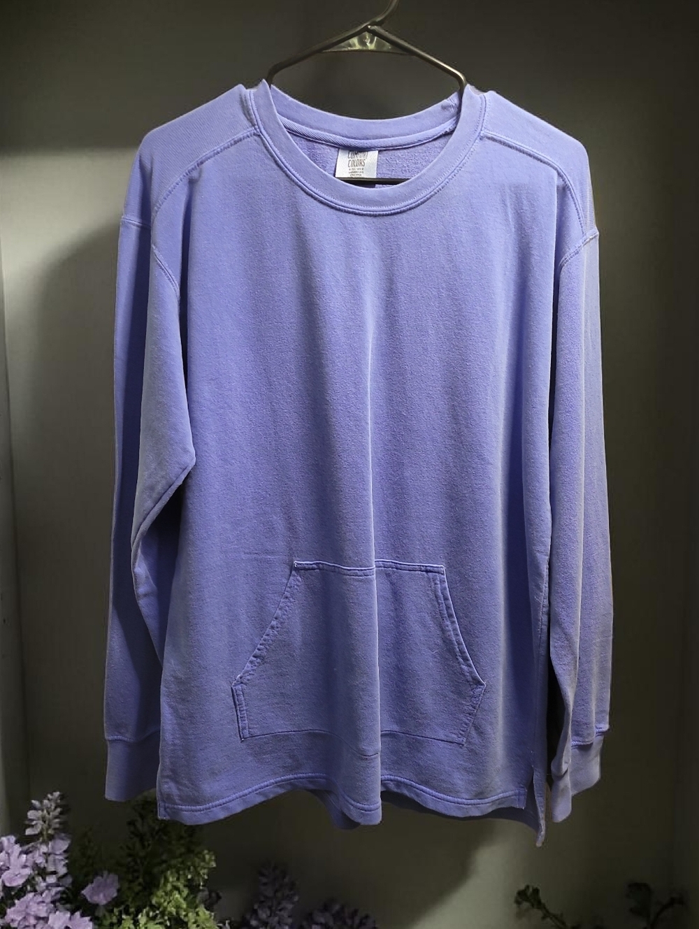 Lavender Compfort Colors Crewneck Pocket Sweatshirt Tunic